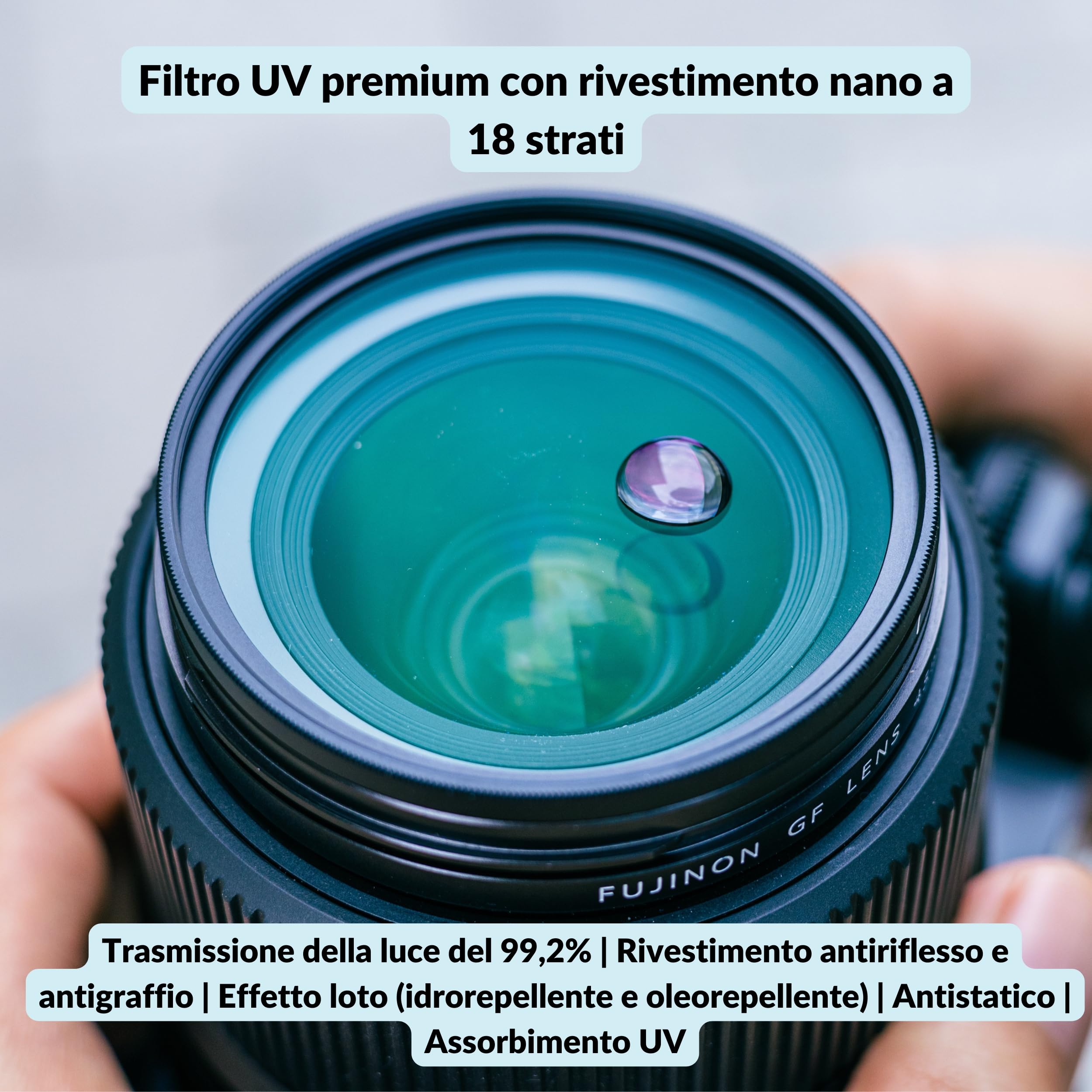 Lens-Aid Filtro UV67 mm - Filtro per obiettivi con vetro Schott B270 - Filtro protettivo per raggi ultravioletti con nano-rivestimento 18x contro graffi, polvere (repellente all'olio e all'acqua)