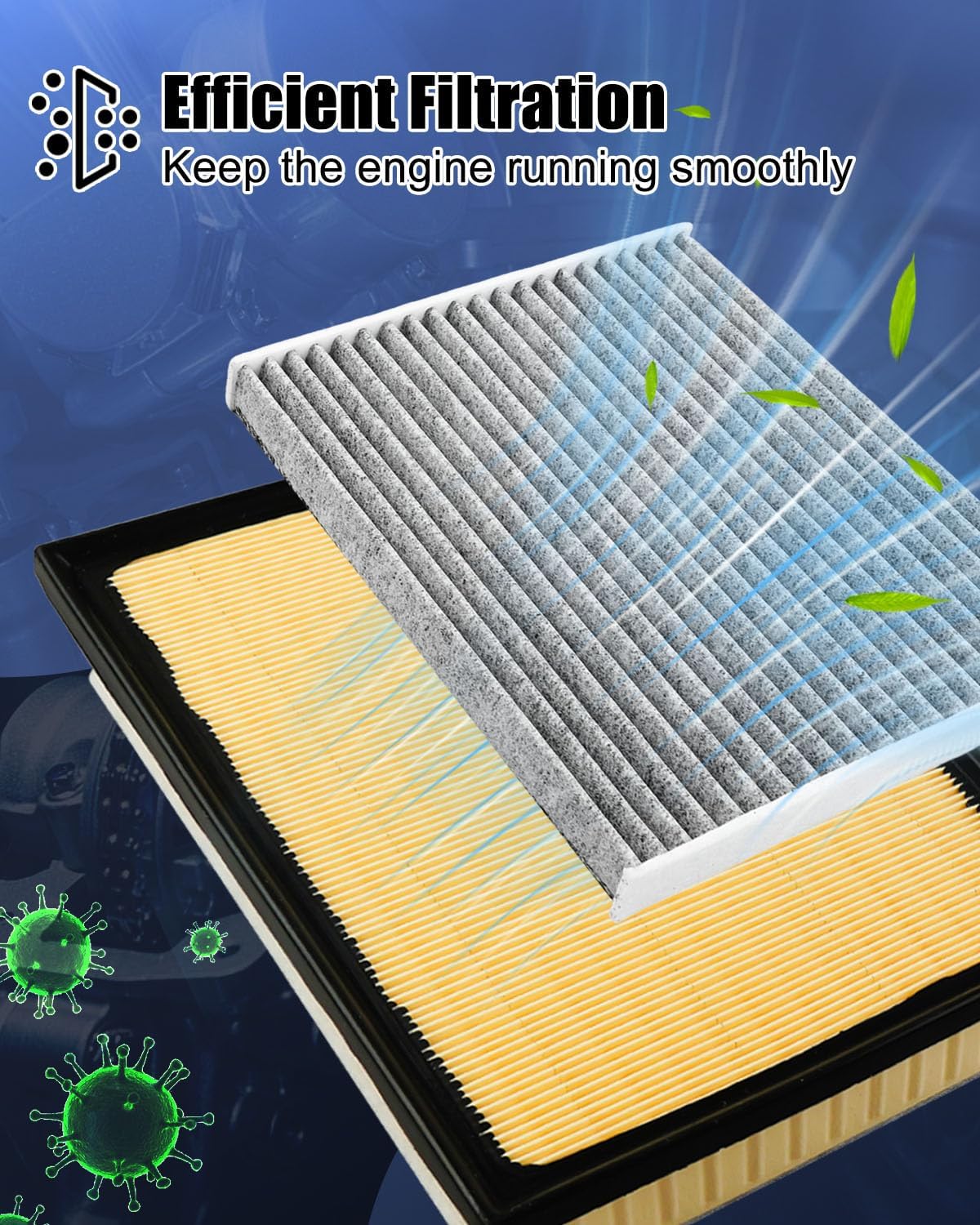 Cabin and Engine Air Filter Fit for Toyota 4Runner 4 Runner 2010-2024 4.0L Gasoline Replace 17801-38050 87139-30040
