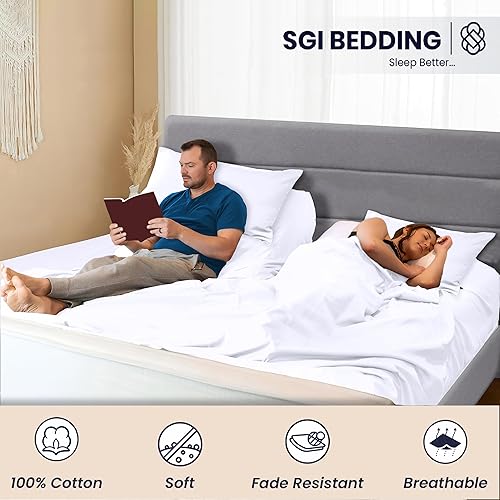 Miniatura 6 de SGI bedding Juego de sábanas King de 36 pulgadas, 100 % algodón egipcio, 1000 hilos, sábana superior flexible para cama ajustable, juego de sábanas