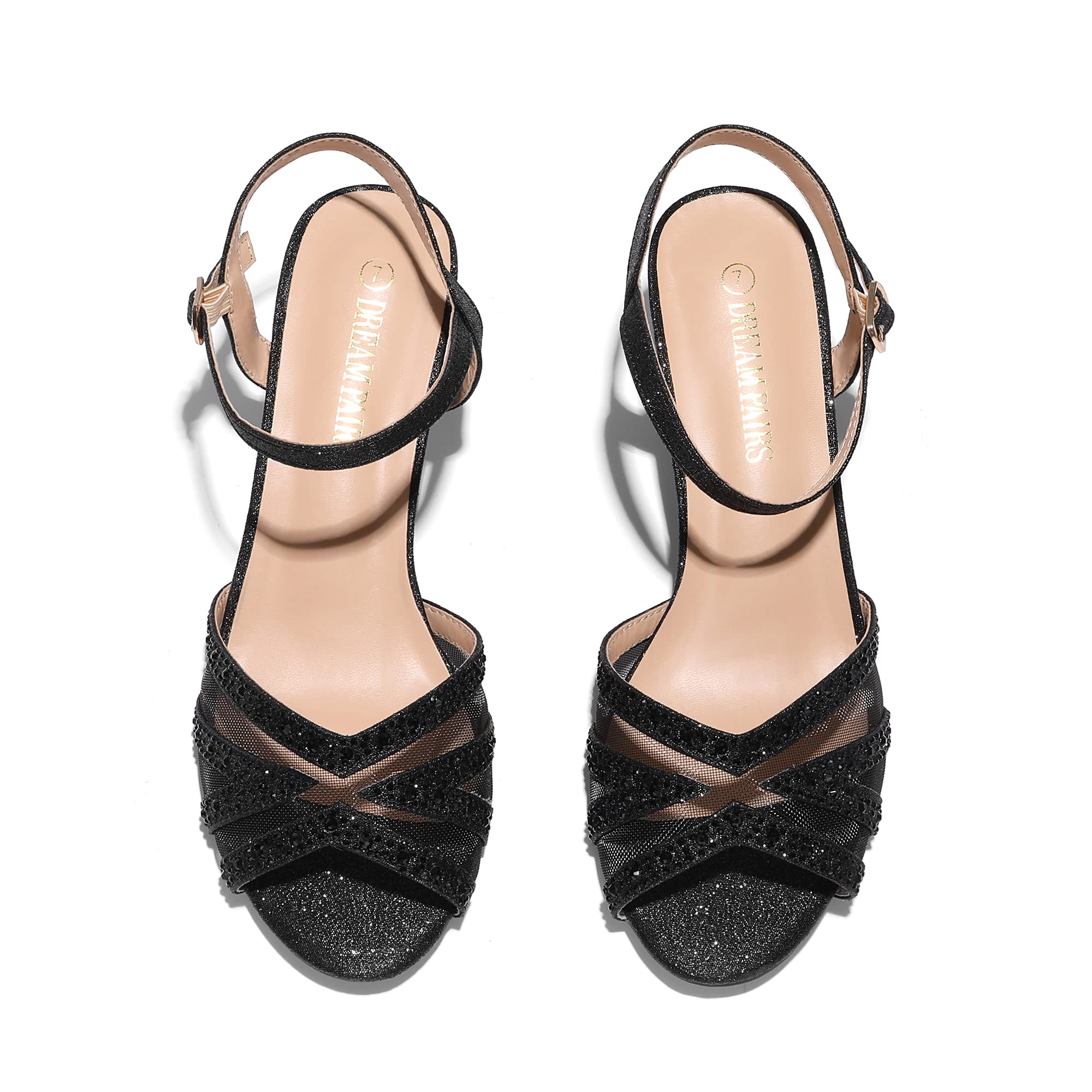 DREAM PAIRS Donna Sandalo Tacco Basso Scarpe Classiche con Tacco a Tonda per Balli Nuziali Festa