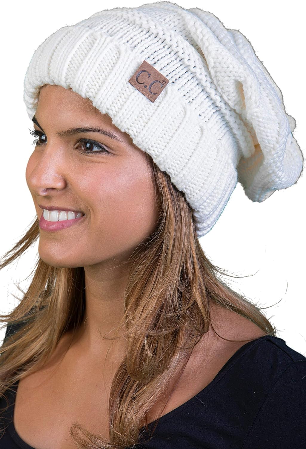 Funky Junque Matching 3 Pack: Oversized Beanie, Infinity Scarf, and Texting Gloves - Ivory