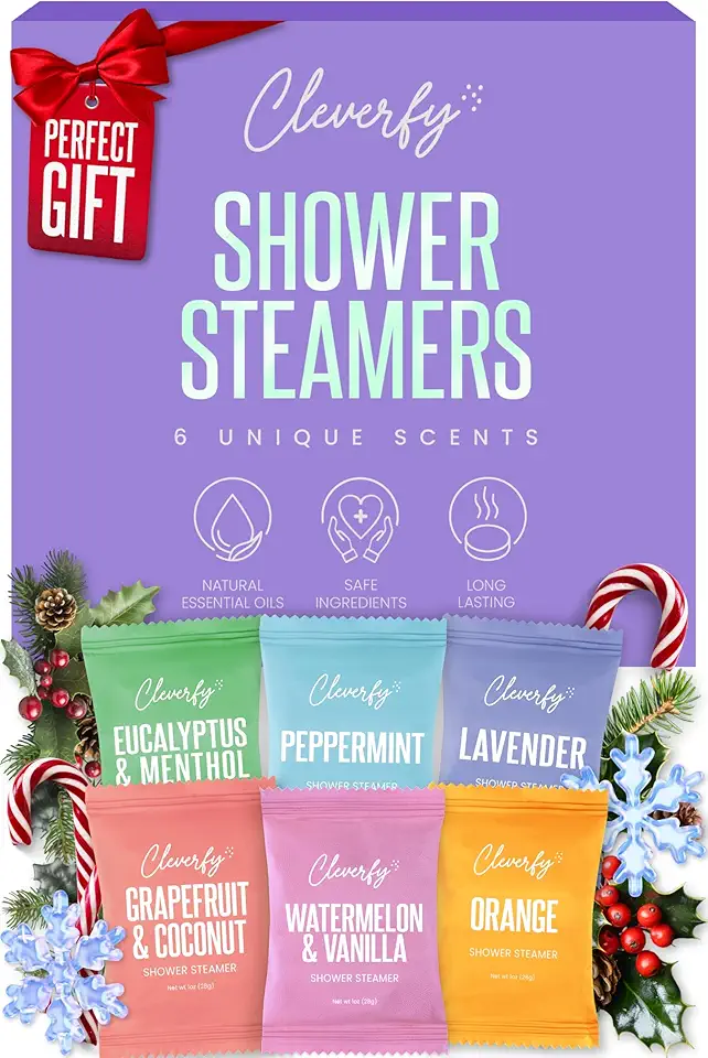 Cleverfy Shower Steamers Aromatherapy – Stocking Stuffers for Teen Girls, Women and Wife – Christmas Gifts for Teens and Women – White Elephant Gifts for Adults – 6 Tablets