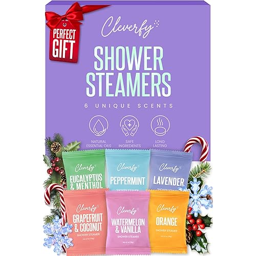 Cleverfy Shower Steamers Aromatherapy – Stocking Stuffers for Teen Girls, Women and Wife – Christmas Gifts for Teens and Women – White Elephant Gifts for Adults – 6 Tablets