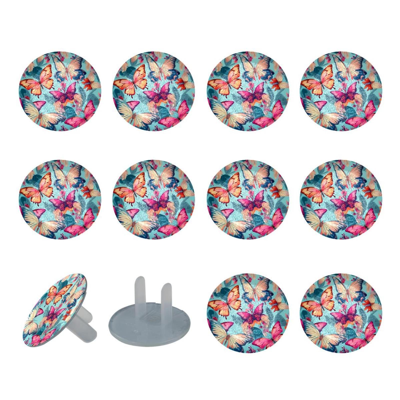 24 Pcs Baby Child Proofing Outlet Covers Beautiful Butterfly Safety Socket Caps for Electrical Power Wall Plates