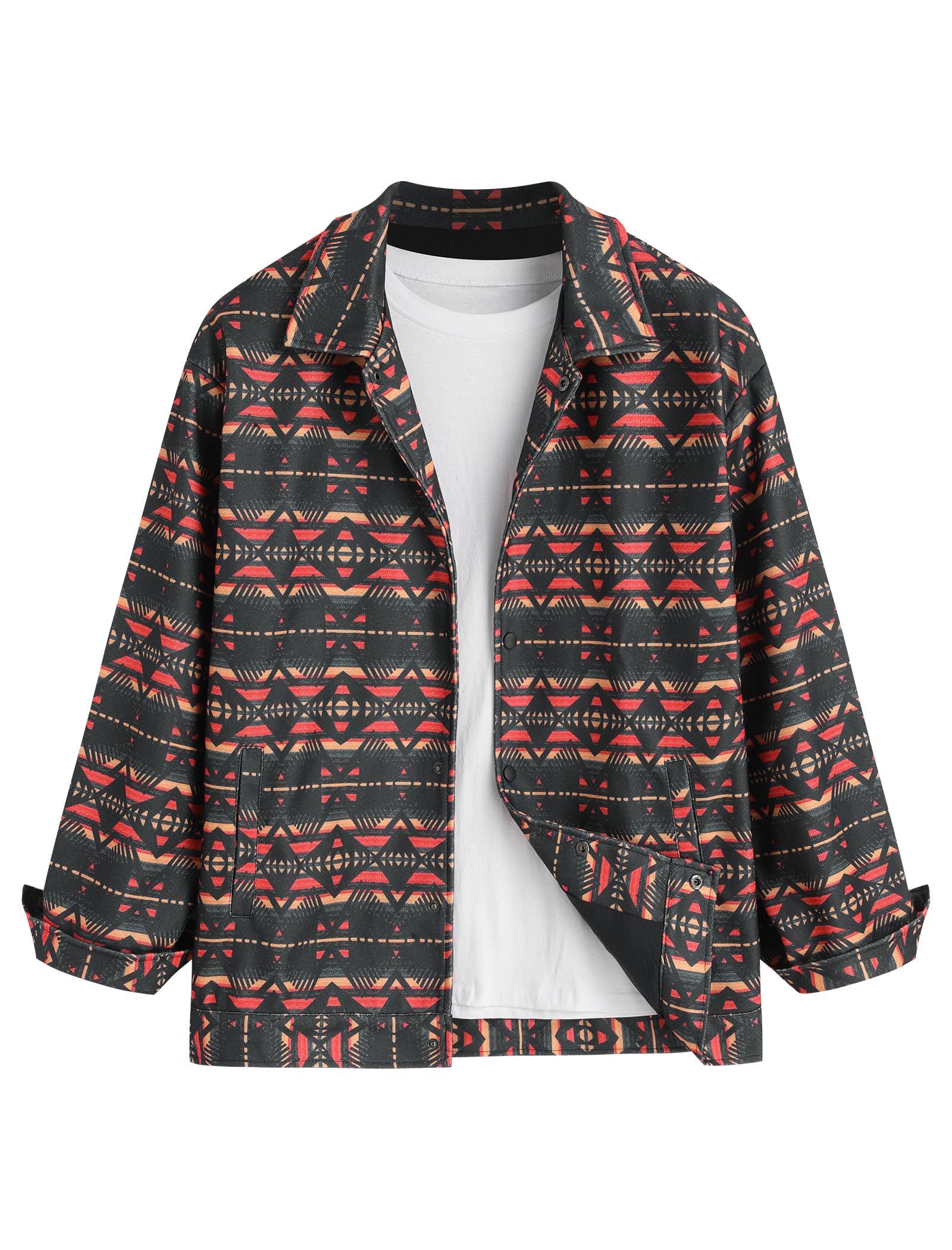 ZAFUL Unisex Plaid Flannel Shirt Jacket Button Down Long Sleeve Pocket Coat Outwear