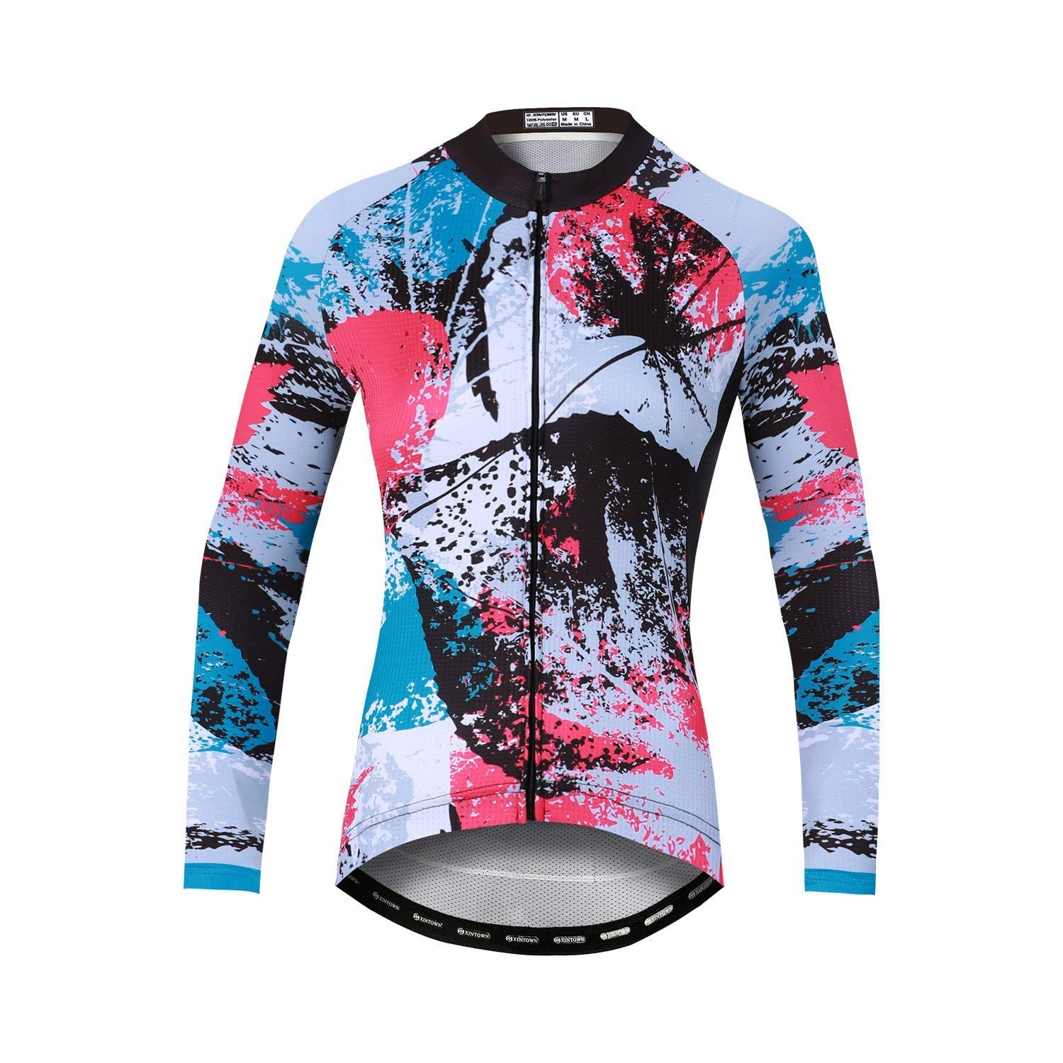 DuShowFleece Cycling Jersey Women Long Sleeve Thermal Soft Shell Bike Jersey Women Winter Biking Jacket(Flower,XL)