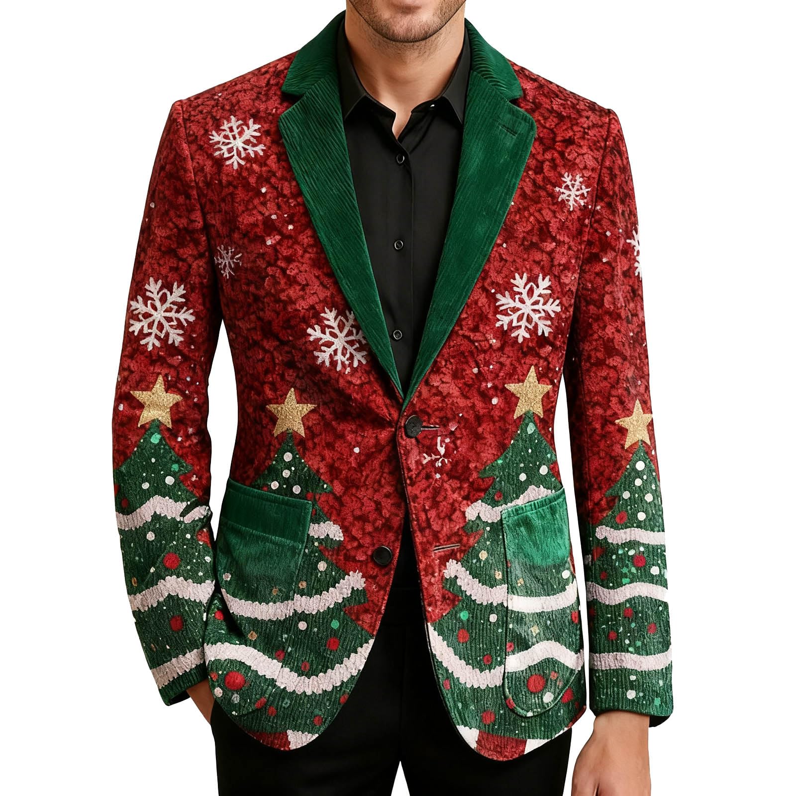 Christmas VintageBlazer in Corduroy Features Playful Patterns Three Buttons and a Slim-fit Cut for a Stylish Yet Relaxed