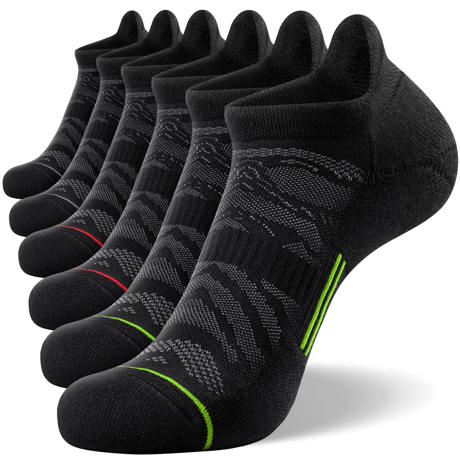 FITRELL Men's 6 Pack Ankle Running Socks Low Cut Cushioned Athletic Sports Socks 7-9/9-12/12-15