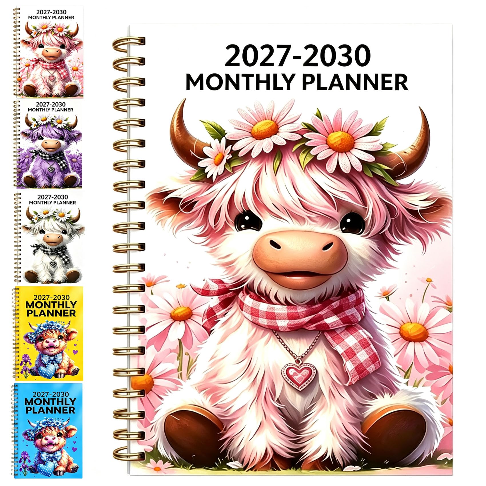 Highland Cow 2027-2030 Calendar Monthly Planner - 4 Year Planner (A#)
