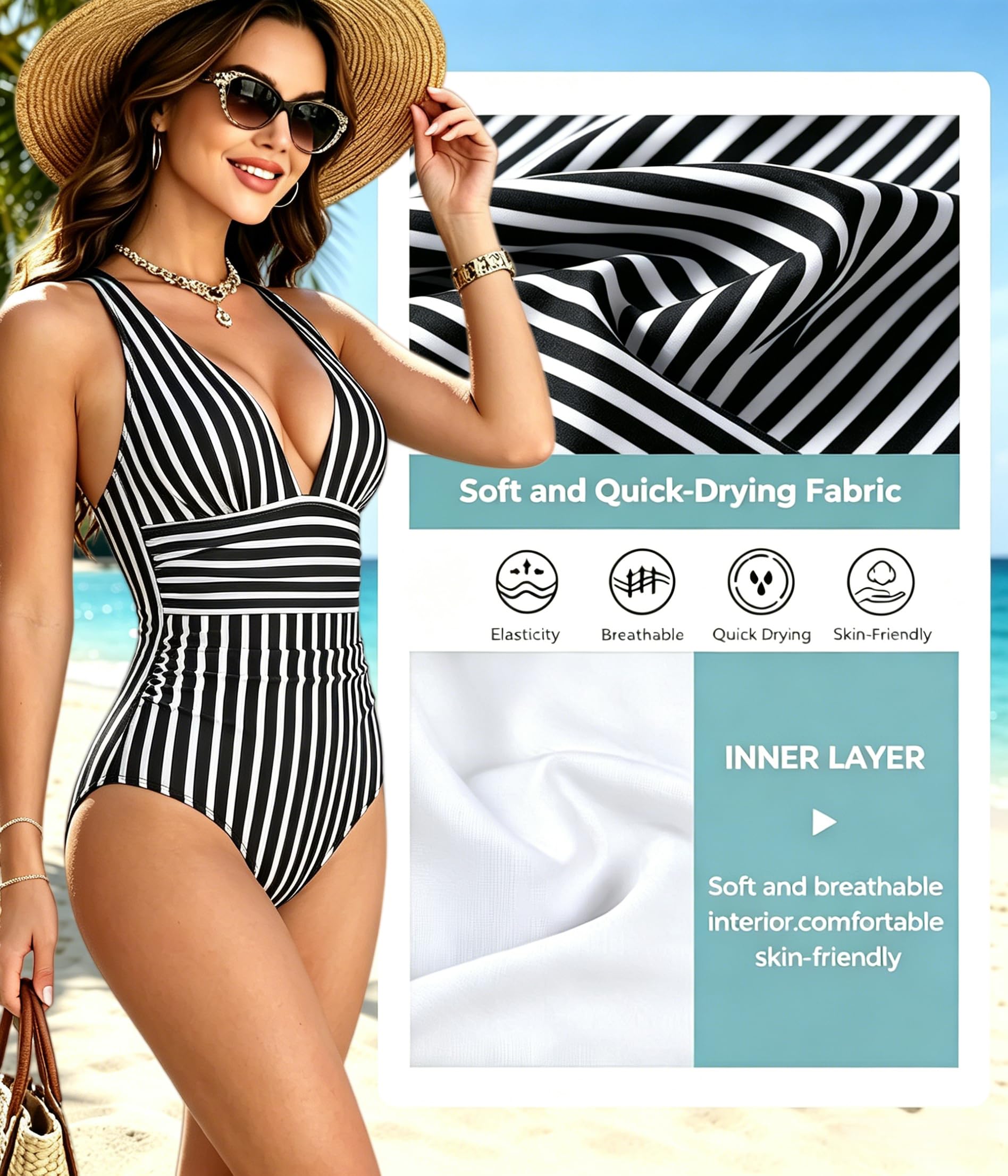Bañador Reductor Mujer Barriga Trajes de Baño Una Pieza Vientre Plano Monokinis Control Cintura Alta Fruncido Cuello en V Sexy Push Up Natacion Bañadores Reductor Ropa de Baño Playa Halter