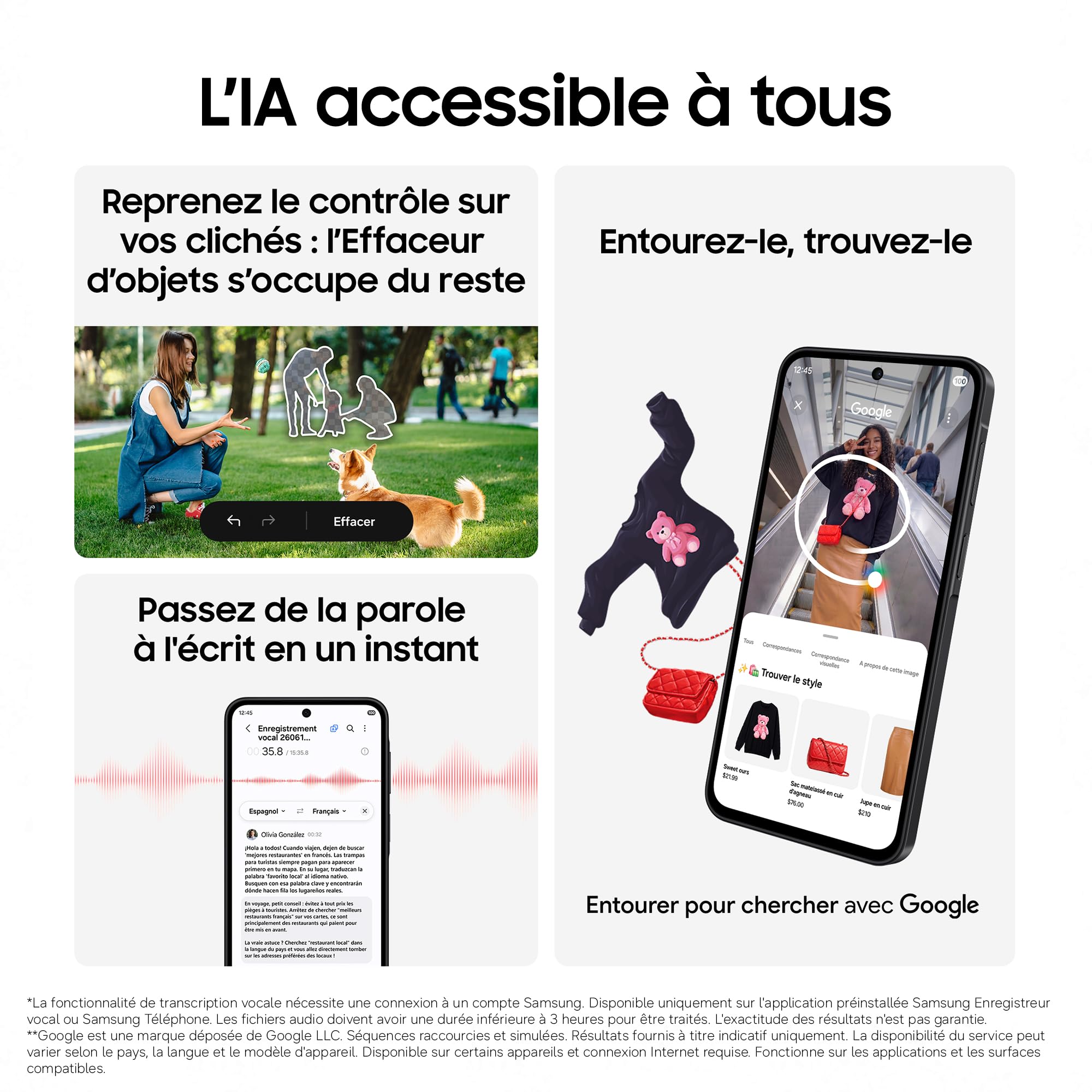 Samsung Galaxy A27 5G, Smartphone Android, 128 Go, Bleu, Version FR | Entourer pour Chercher, Effaceur d'Objet, Transcription Vocale, 3 Objectifs Photo, IP64, Batterie 5000 mAh, 6 générations OS