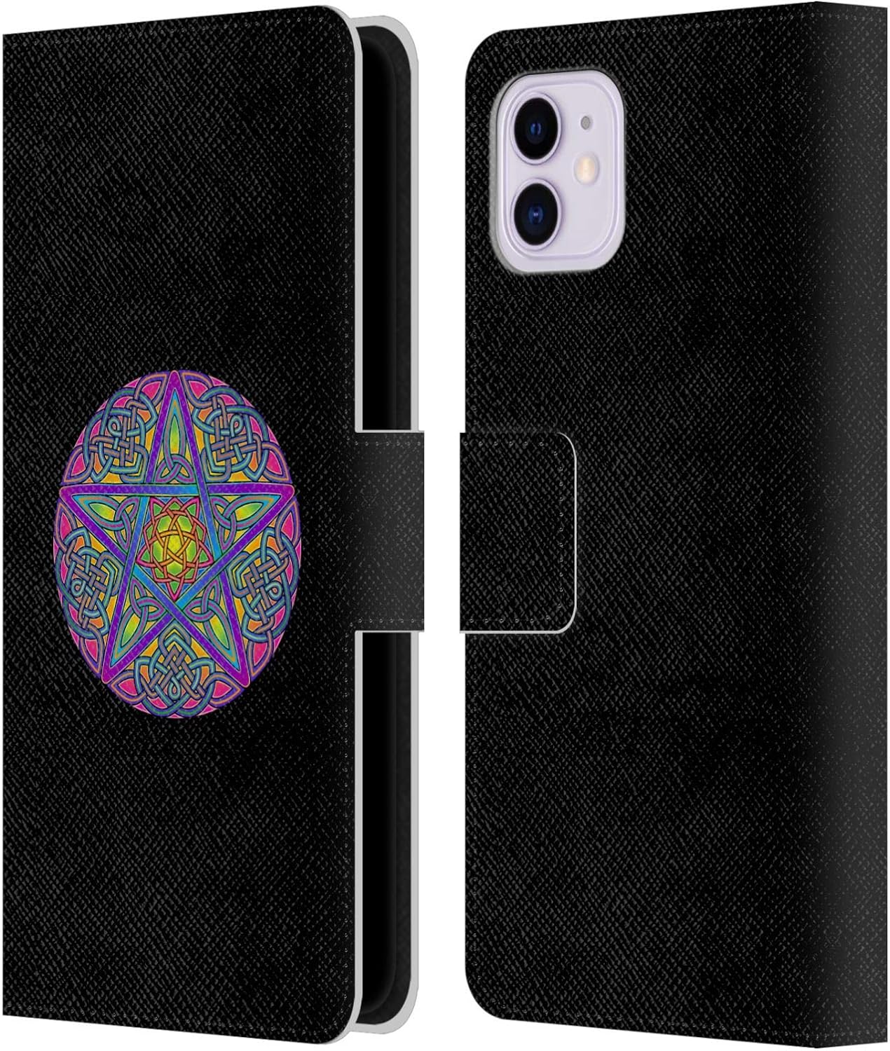 Head Case Designs Officially Licensed Beth Wilson Hot Pink Celtic Knot Stars Leather Wallet Case Compatible with Apple iPhone 11