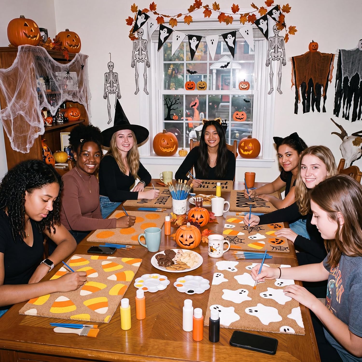 OBreezify 35 Pcs 6 Set Halloween Blank Door Mats for Painting Fall Decor