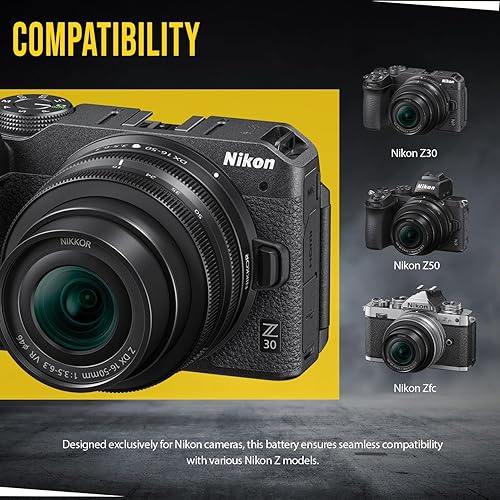 Miniatura 5 de BM Premium Paquete de 2 baterías EN-EL25 de alta capacidad para cámaras digitales Nikon Z30, Z50, Z 50, Z fc