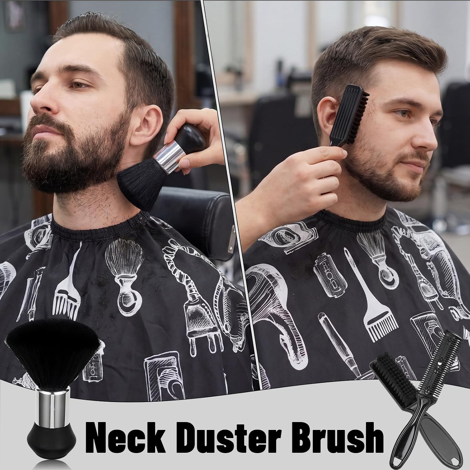 10 Pcs Barber Cape Kit with Combs, Clips, Neck Duster for Home Salon | Barber Gifts for Men,Lightweight Water-Resistant Cape, Washable Tools, Secure Neck Closure, Salon and Home Haircut Use
