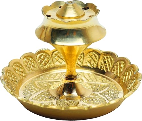 Soporte de incienso de latón, quemador de incienso de palo de loto y soporte de incienso con soporte para agarrador de cenizas, soporte artístico,
