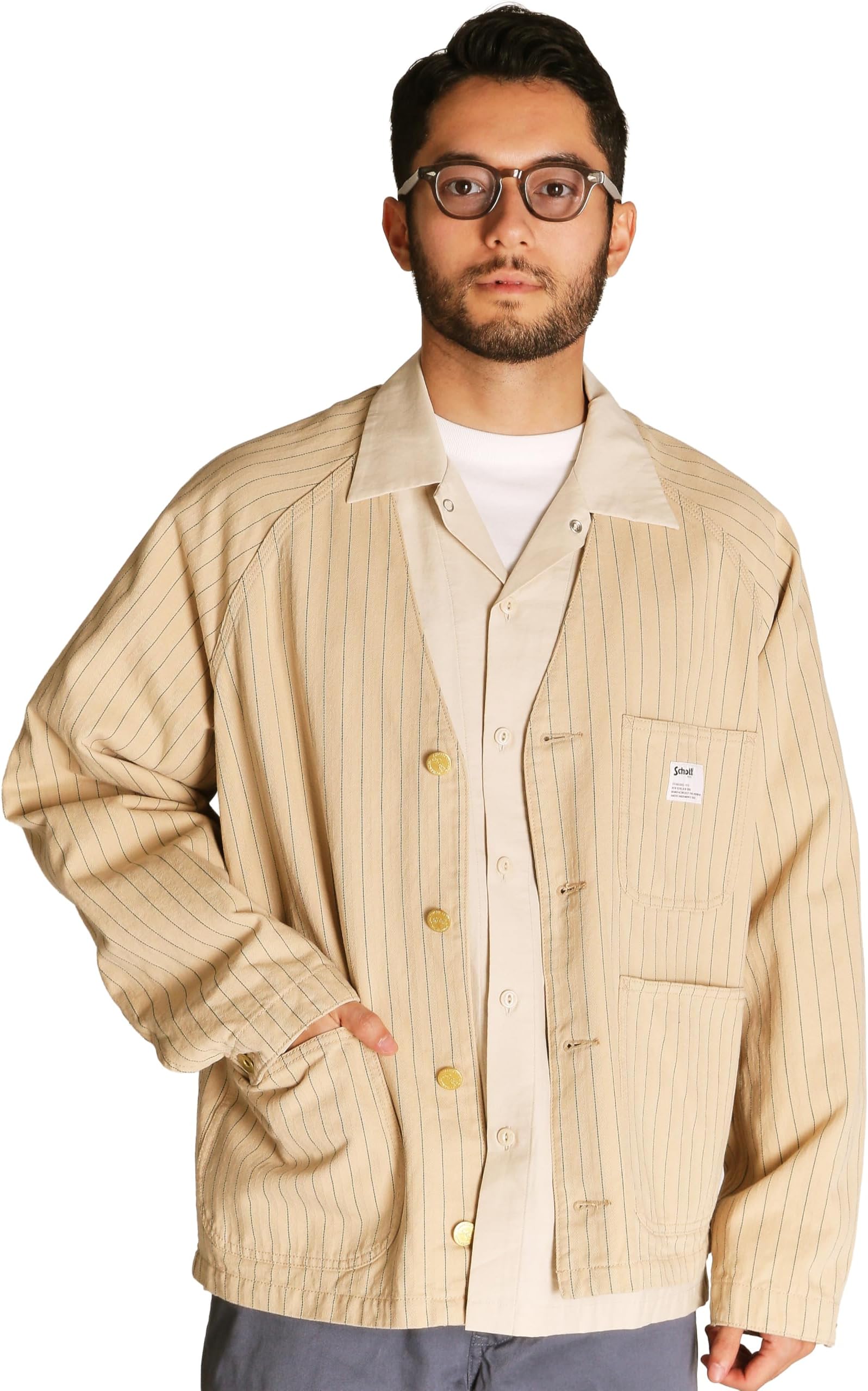 Schott 782-5252002 STRIPE ENGINEER JACKET Striped Engineer Jacket Men's