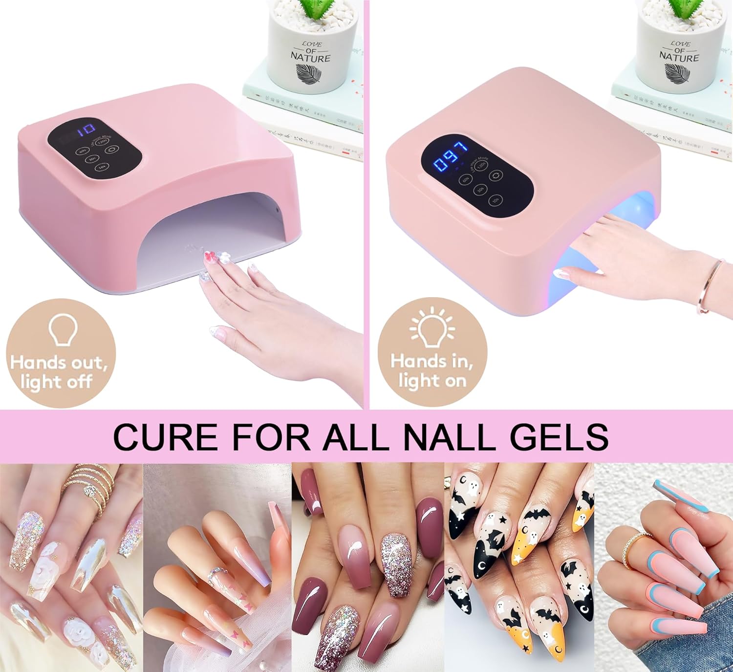 72W Cordless LED Nail Lamp, Rechargeable UV Nail Dryer for Gel Polish, Portable Manicure Light with 4 Timers, LCD Display, 36 LED Beads