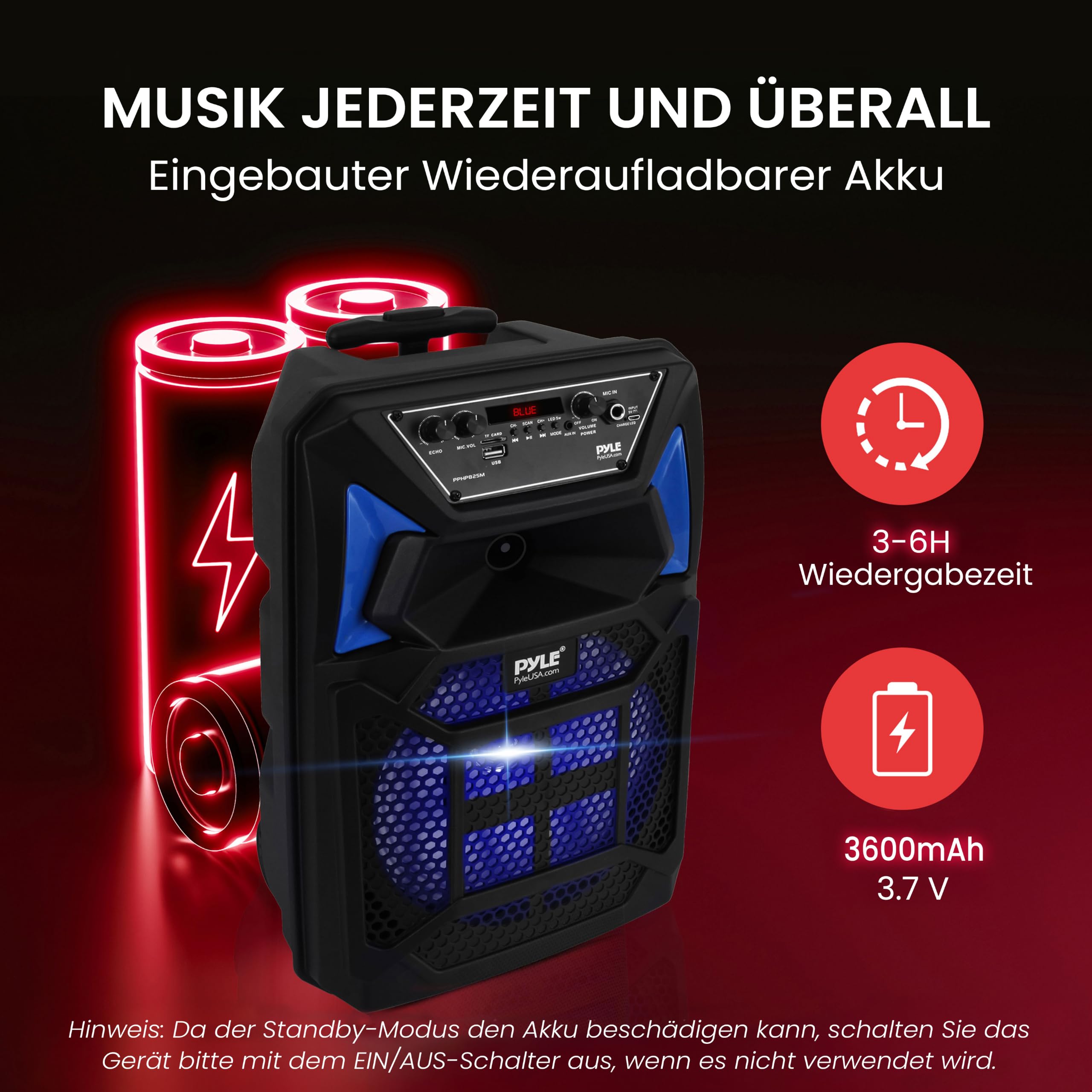 Portable Bluetooth PA Lautsprecher System – 400W Outdoor Bluetooth Lautsprecher Portable PA System mit Fernbedienung, Mikrofon, Mikrofoneingang, Partylichter, MP3/USB SD-Kartenleser, FM Radio