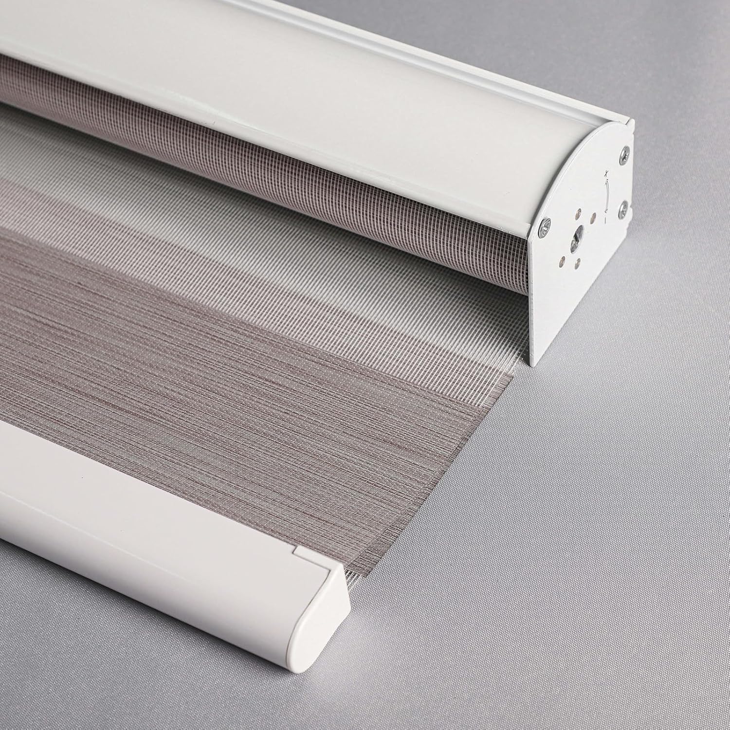 Lustrowin Custom Cordless Zebra Shades for Indoor Windows, Roller Shades with Dual Layer, Light Filtering Zebra Blinds for Living Room, Light Control for Day and Night, Reddish Brown