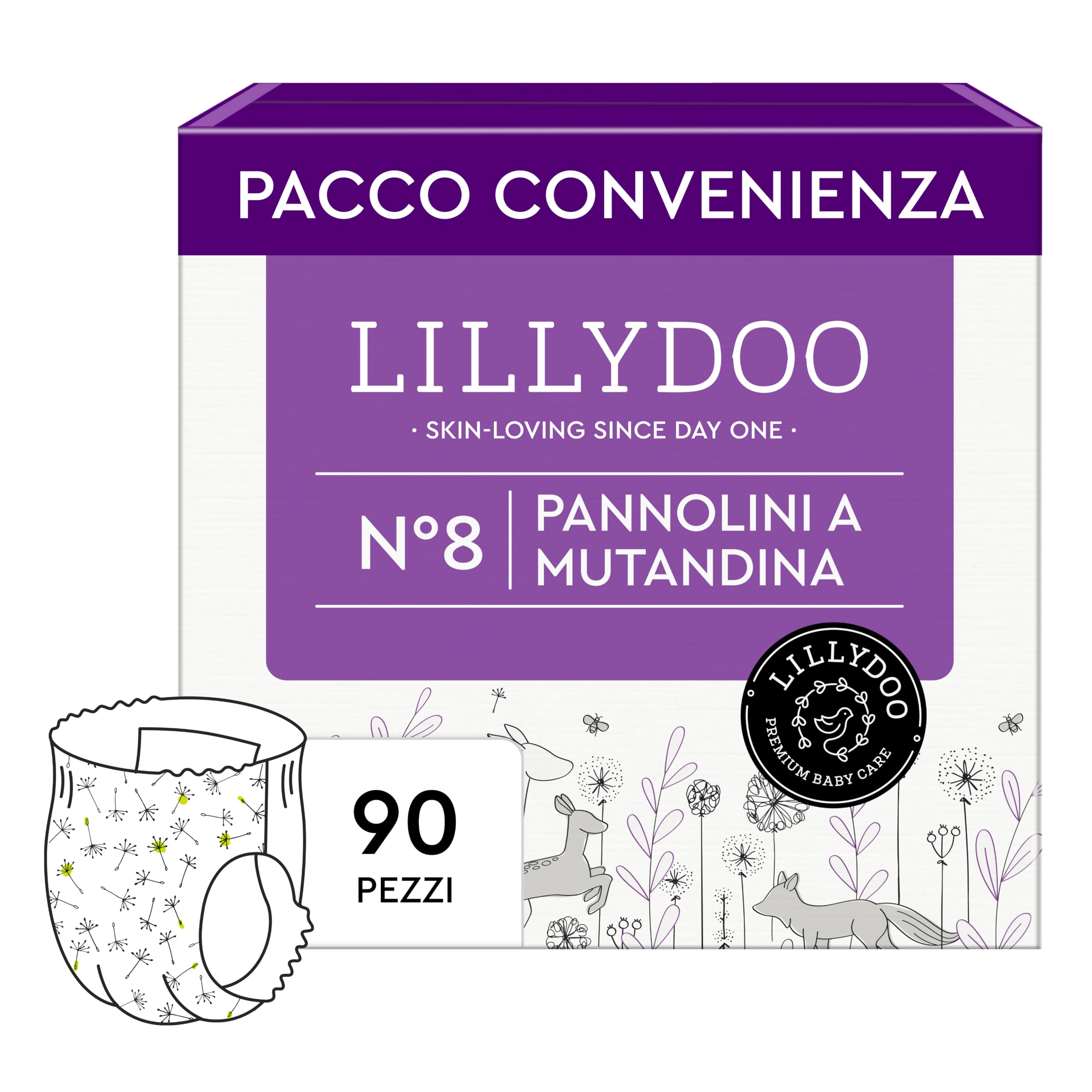Pannolini a mutandina LILLYDOO, taglia 8 (17+ kg), 90 pz | Delicati sulla pelle, con tasche per pipì e pupù, 0% profumi e lozioni, dermatologicamente testati: sicurezza ad ogni cambio