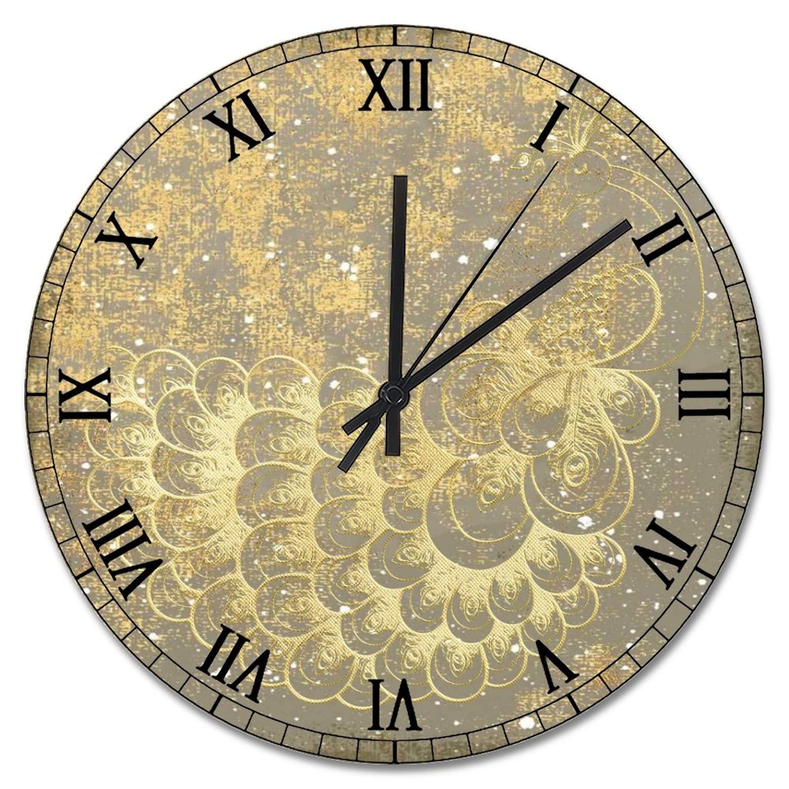 Horloge murale vintage paon bleu sarcelle 38cm pendule chic rustique cuisine