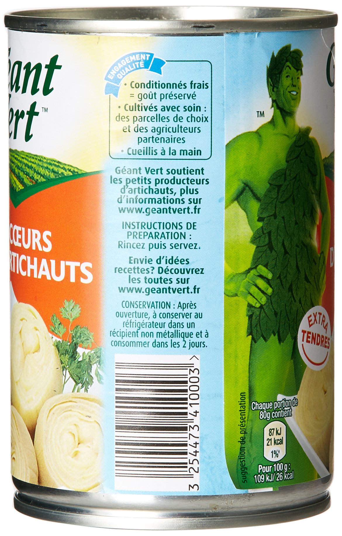 Géant Vert Cœurs d'Artichauts la Boite de 240 g - Lot de 4