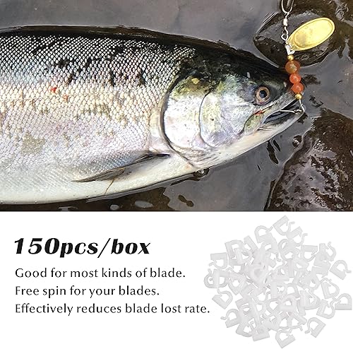 Miniatura 4 de Horquilla giratoria de cambio rápido, 150 piezas de plástico de pesca a presión para cuchillas giratorias, arnés de oruga, aparejo de oruga, spinner