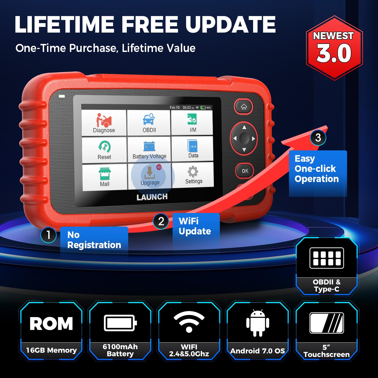 LAUNCH CRP129X V3.0 OBD2 Diagnostica per Auto, 4 Sistemi (ABS/SRS/TCM/Motore), 12 Reset Service, Scanner diagnosi Multimarca, Codifica Iniettori, VIN Automatico, Aggiornamenti Gratuiti