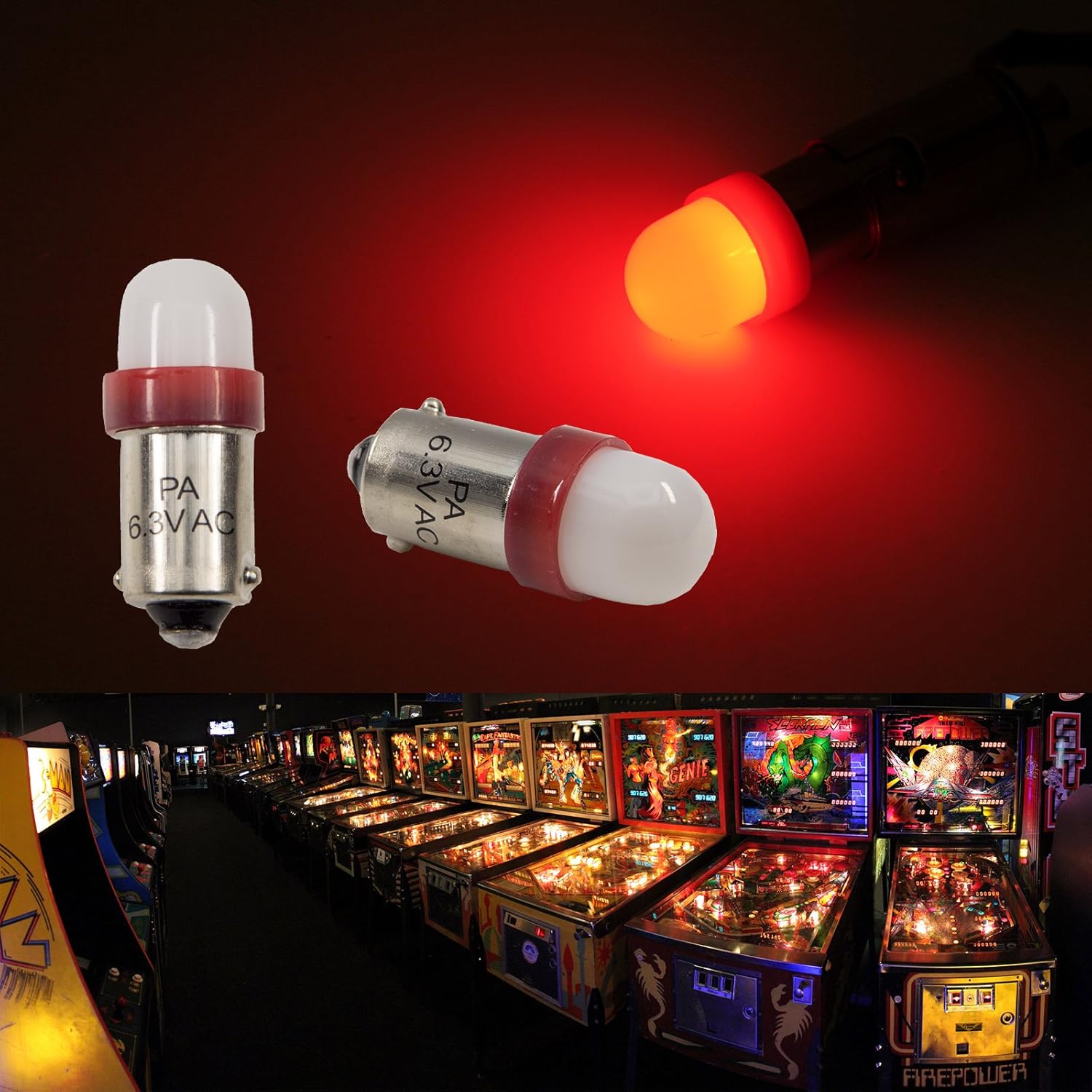 PA LED 10PCS #44#47#1893#756#1847 T11 ba9s 2 SMD 2835 LED 6.3V DC Bayonet Pinball Machine Light Bulb Red