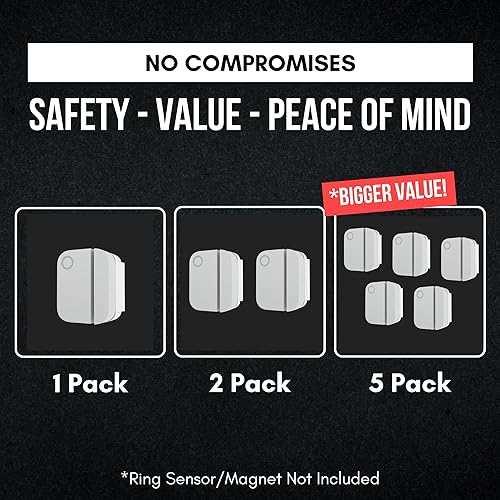 Miniatura 10 de Paquete de 2 sensores elevadores para alarma de anillo, sensor de contacto, sistema de alarma de entrada, autoadhesivo, accesorios de sistema de