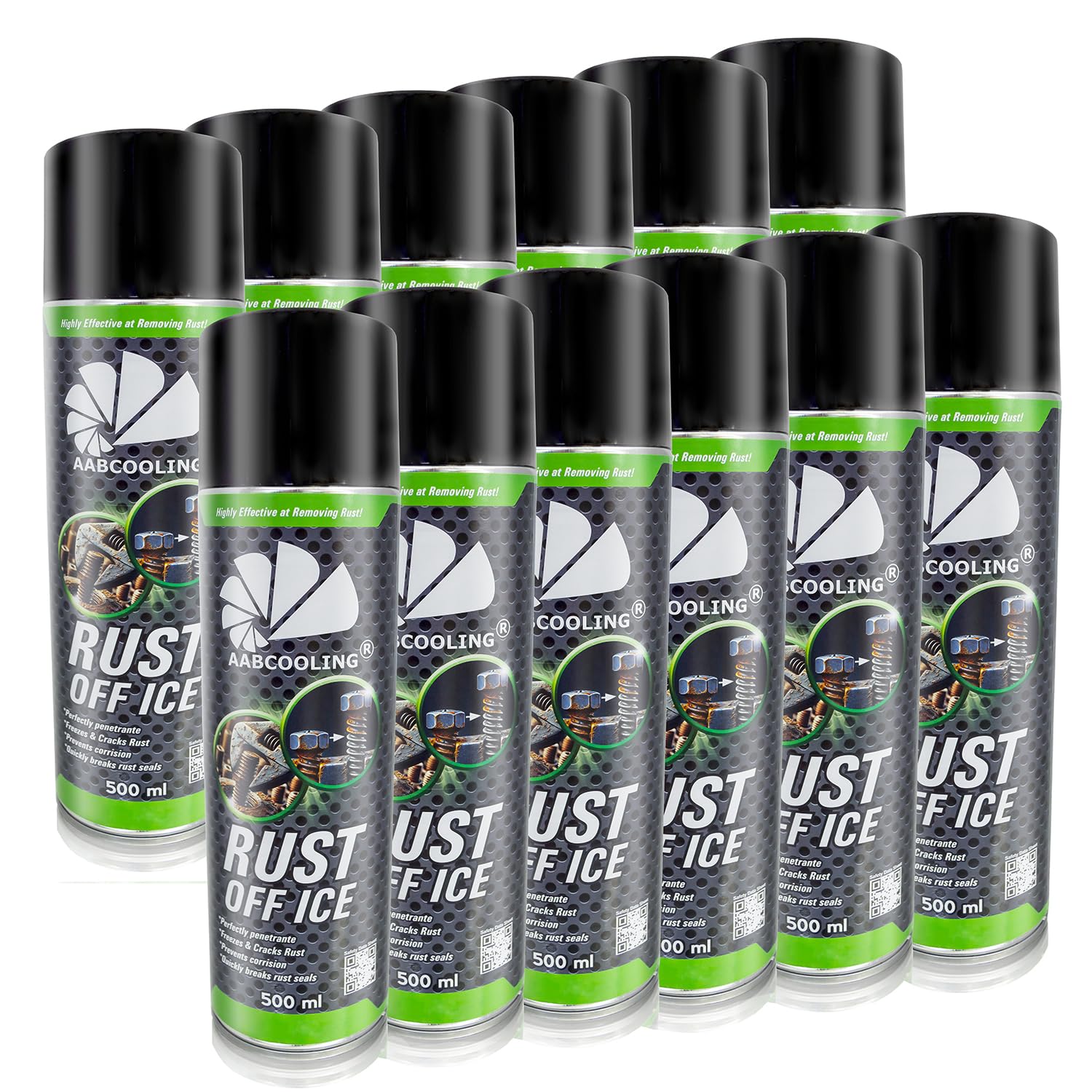 AABCOOLING 12x Rust Off Ice 500ml – Convertidor de Óxido, Protección Antioxidante y Desbloqueante, Congela y penetra, Evita la Formación de Corrosión y Libera Las Piezas, para Coche, Moto, Bricolaje