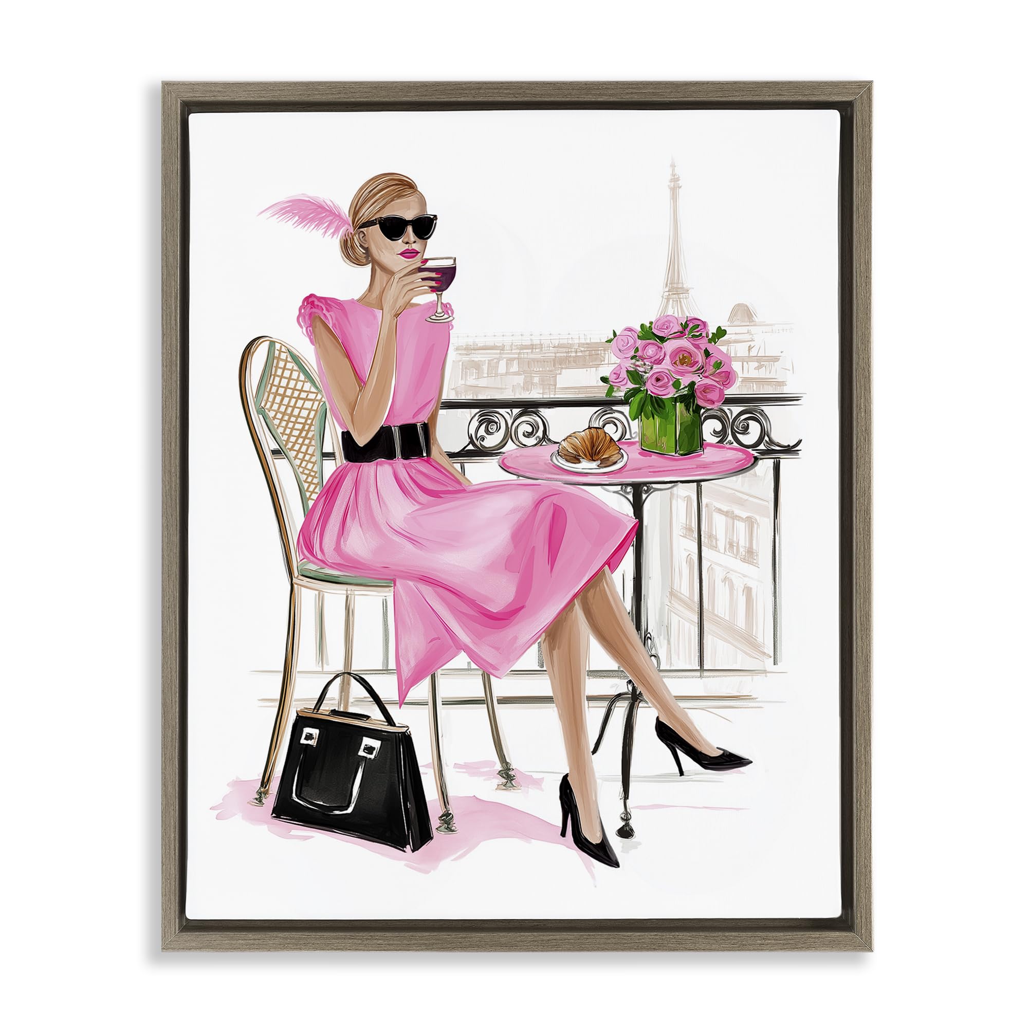 Stupell Industries Montalcino Elm (Textured) 'Parisian Chic On Cafe Balcony'| Floating Frame Canvas Art