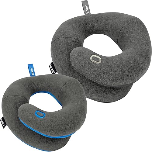 Miniatura 1 de BCOZZY Paquete de almohadas incluye 2 almohadas de cuello de viaje, una gris grande para adultos y una gris pequeña para niños pequeños, con doble