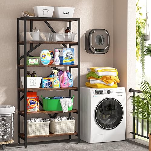 Miniatura 7 de Tribesigns Estantería industrial de 71 pulgadas, estantería Etagere de 6 estantes, estantes abiertos de pie para libros, estantes de exhibición de