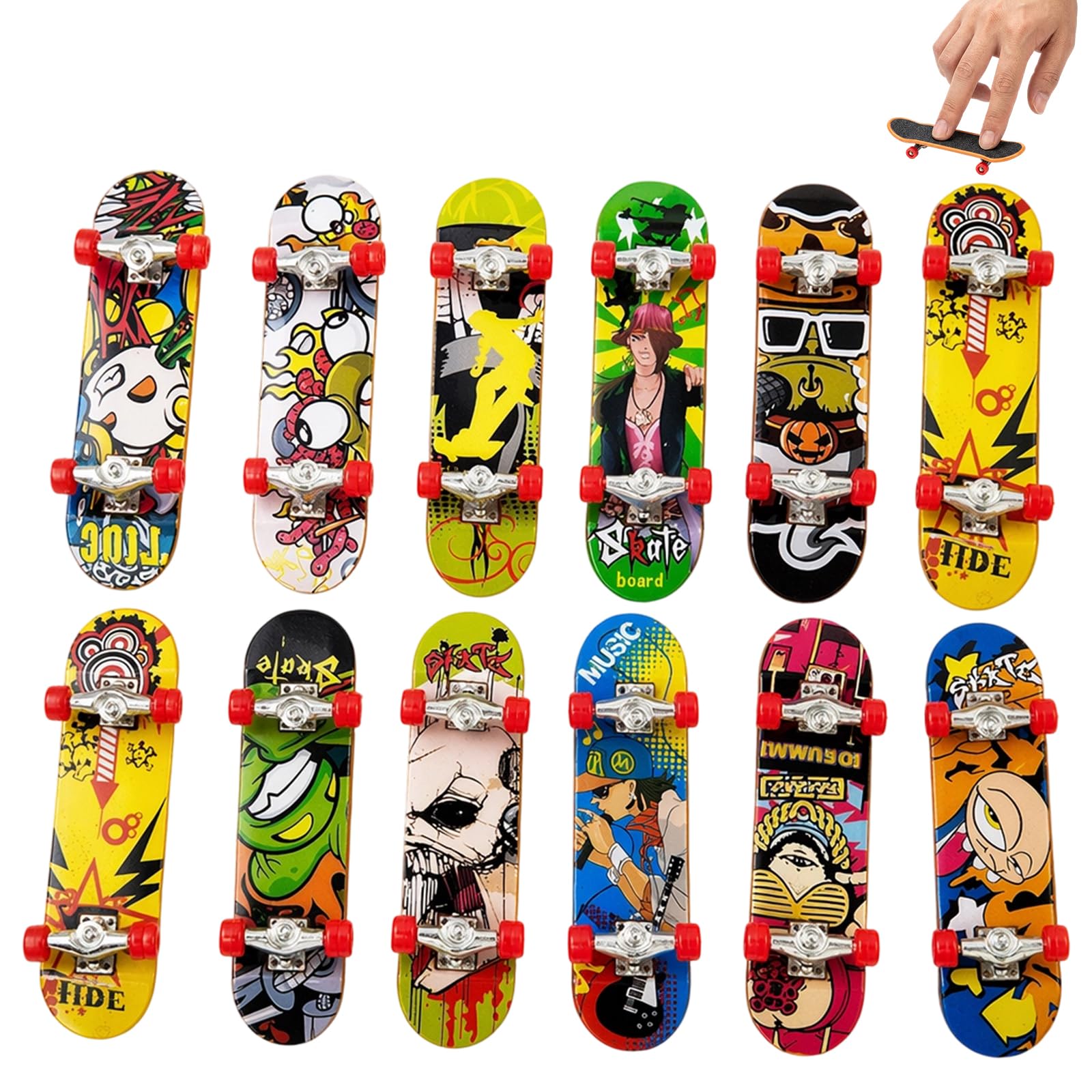 12 Pcs Mini Skateboard, Finger Skateboards Fingerboard Set