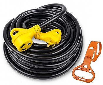 PEAKTOW RV电源延长线 30安 50英尺 LED指示器 手柄和线缆收纳设计