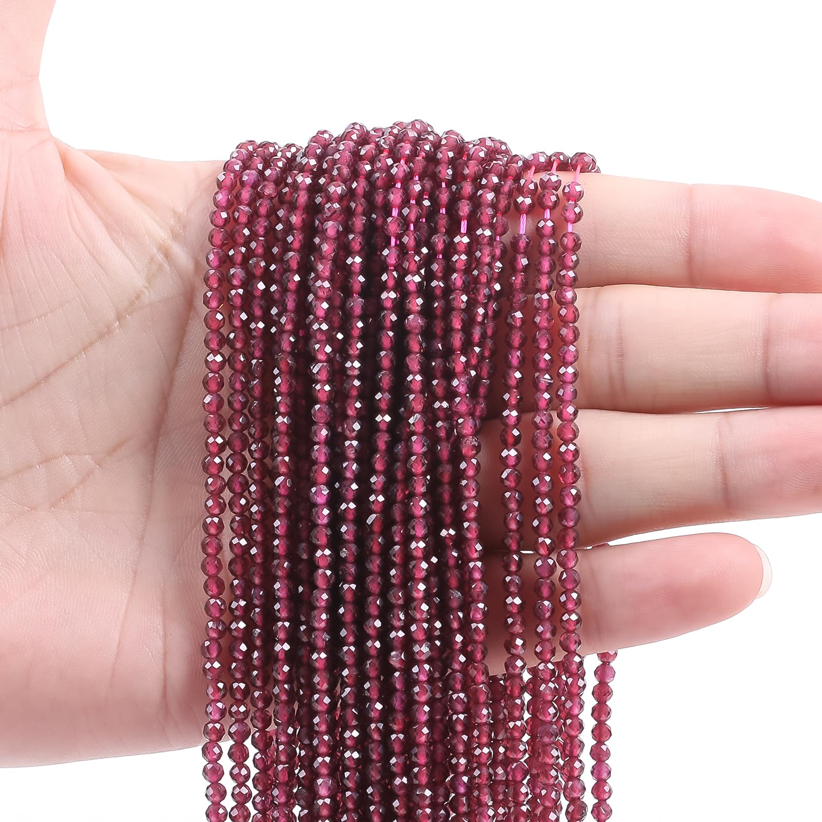 FONNEYFONNEY 3mm Faceted Natural Stone Beads for Jewelry Making AAA Quality Gemstone Beads Mix Garnet Beads 120pcs Micro Laser Cut Round Loose Beads Charms for DIY Jewelry 16.5''Healing Stone Beads