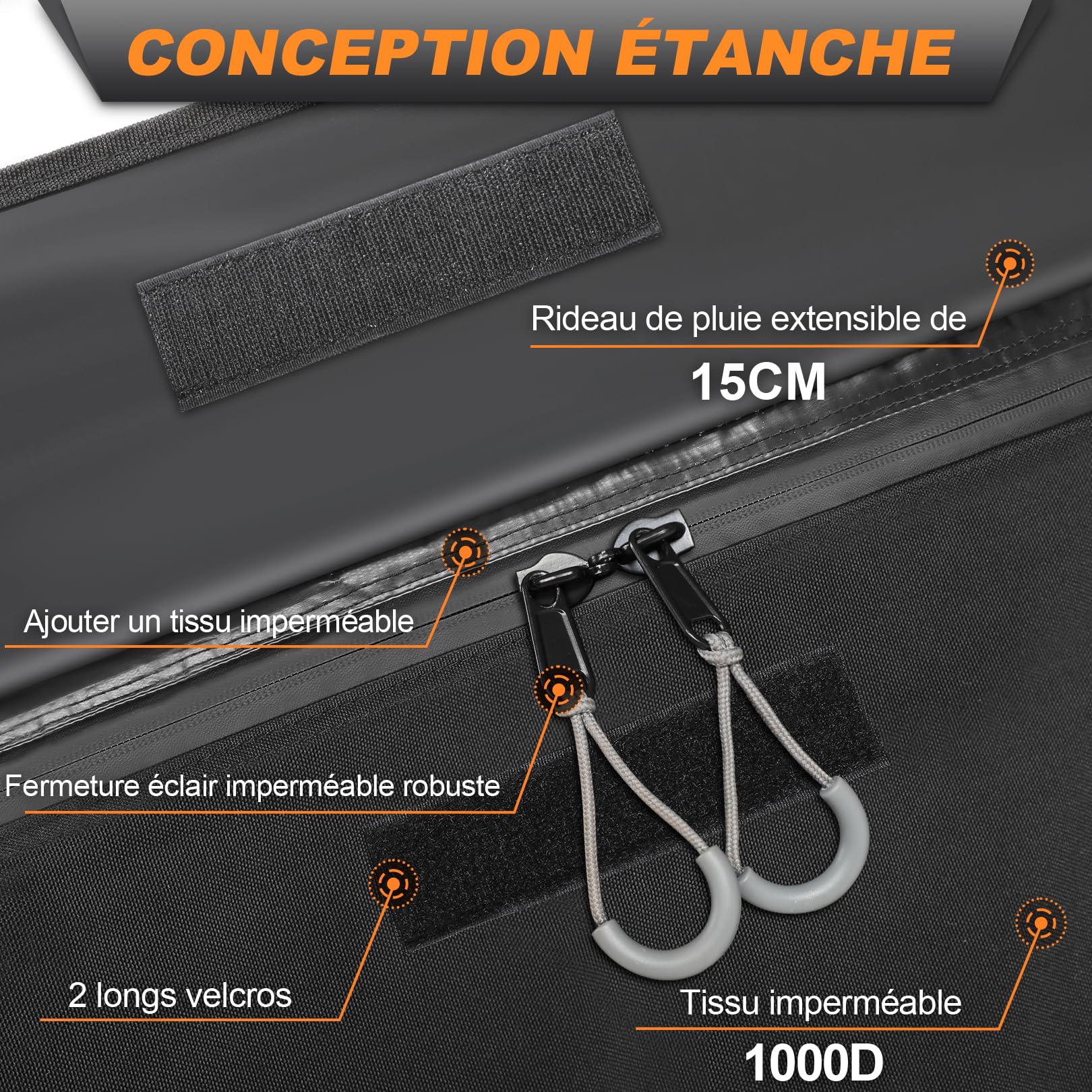 Sailnovo Coffre de Toit, 580 l, Coffre de Toit étanche avec ou sans galerie de Toit, 6 Crochets de sécurité et Sac de Rangement Inclus.