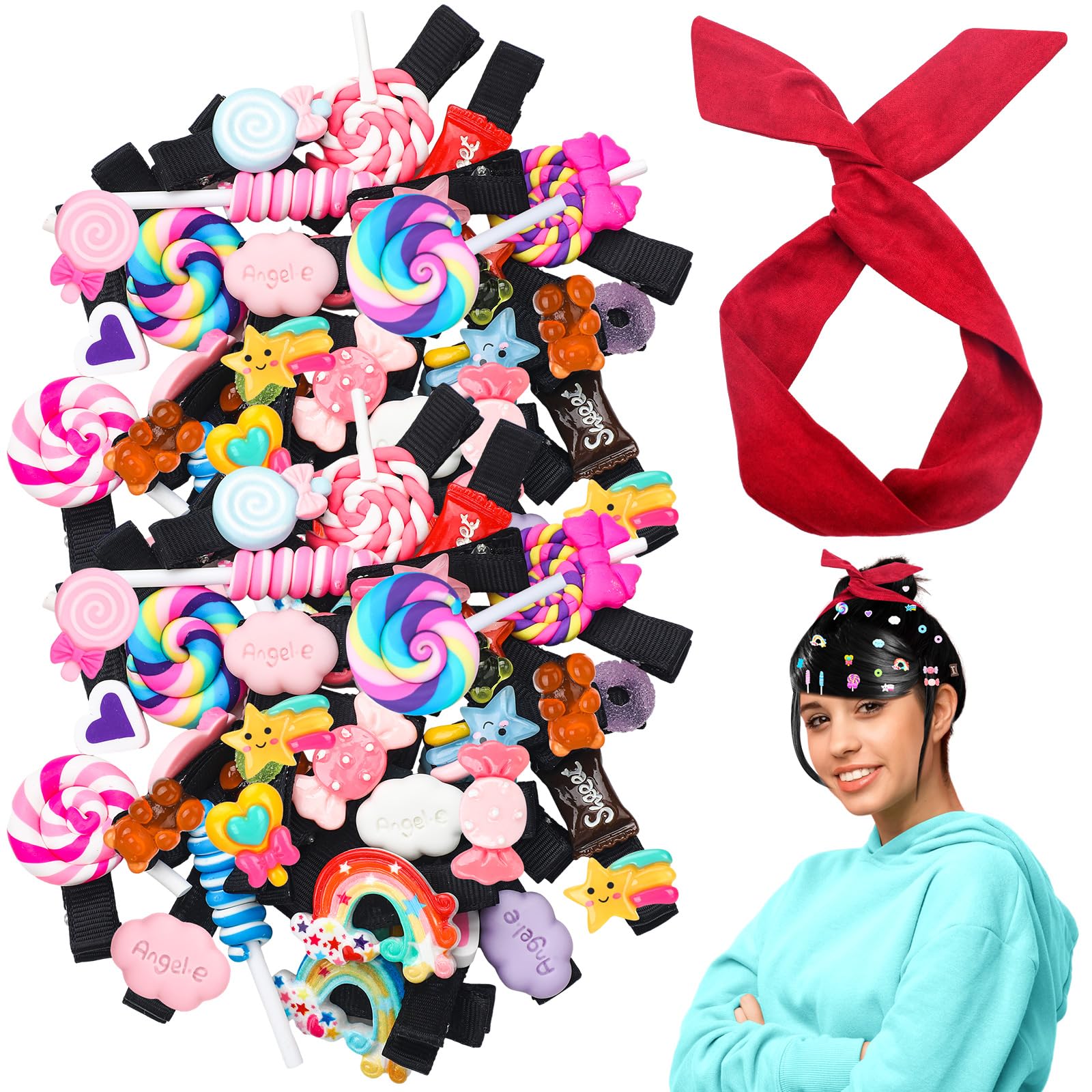 31 Pcs Halloween Cartoon Costume Accessories Candy Hair Clips