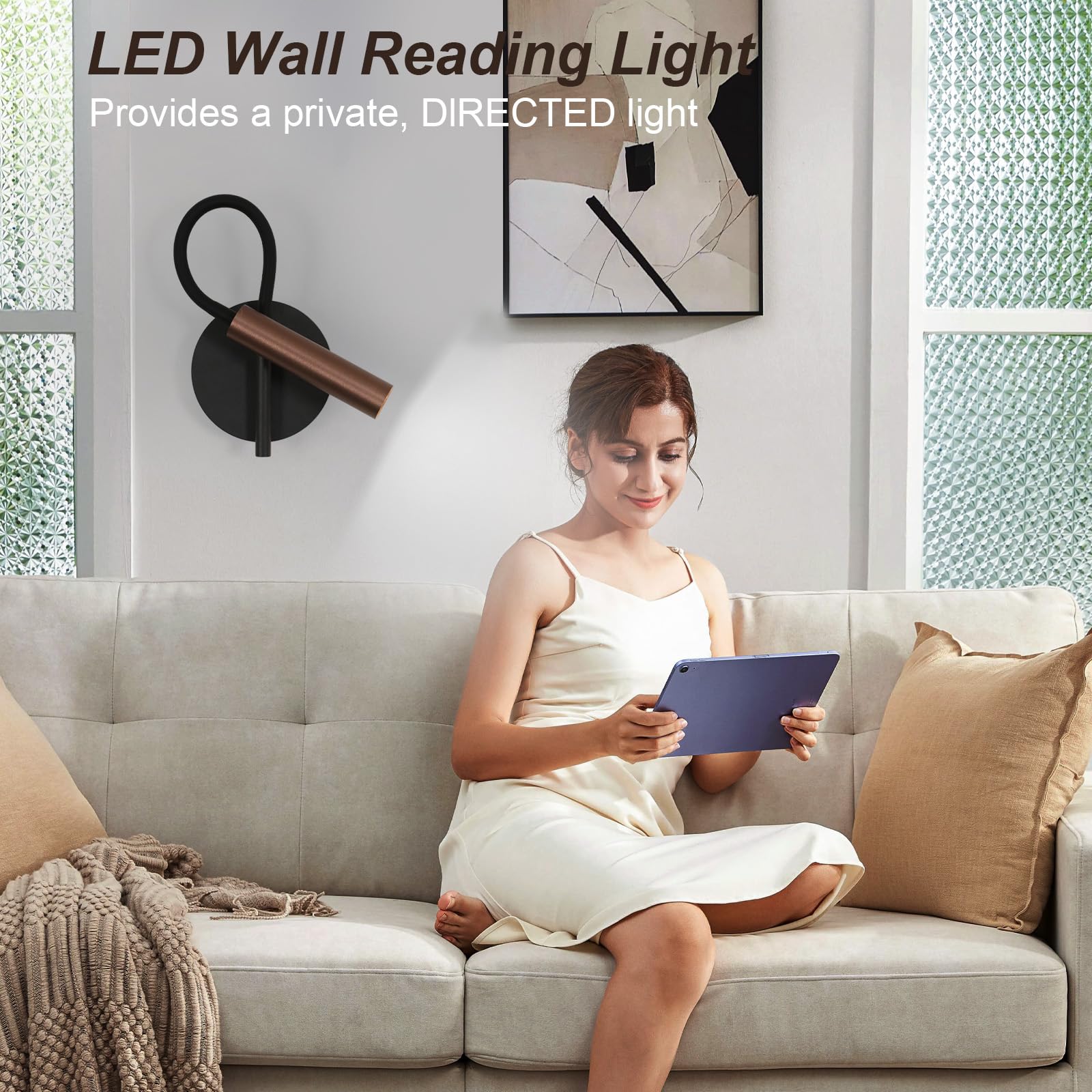 Comely Wewnętrzny Kinkiet LED, 2 Sztuki Lampa Nocna Ścienna 4W, Lampy Do Czytania Spot LED Do Sypialni Salonu Biura, Zimna Biała Biel 6500K