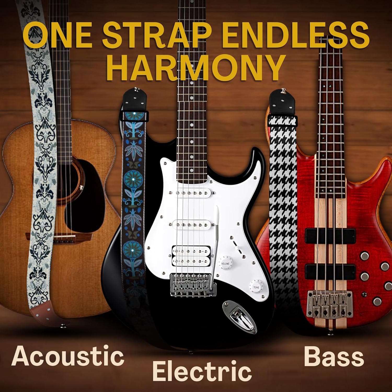 Art Tribute Personalized Guitar Strap Woven Sea Blue including - 2 Picks + Locks + Secure Button. Add Your Text and We Make It Especially For You Get Your Own Custom Guitar Strap, No Shipping Cost!