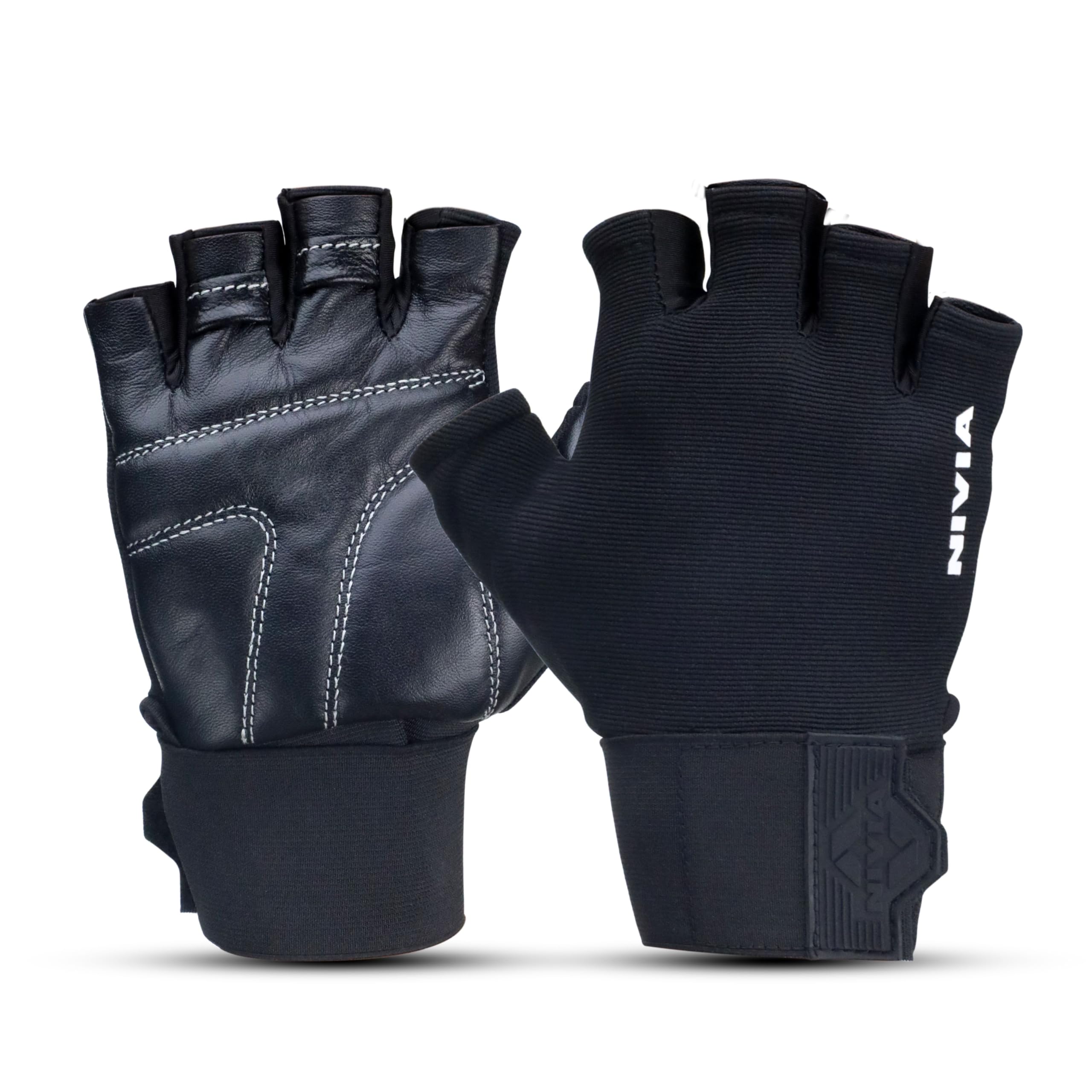Nivia Scorpion Gym Glove, Gym Gloves for Men and Women, Elastic Wrist Wrap, 1/2 Finger Durable Gym Glove (Black,XL)-image-36
