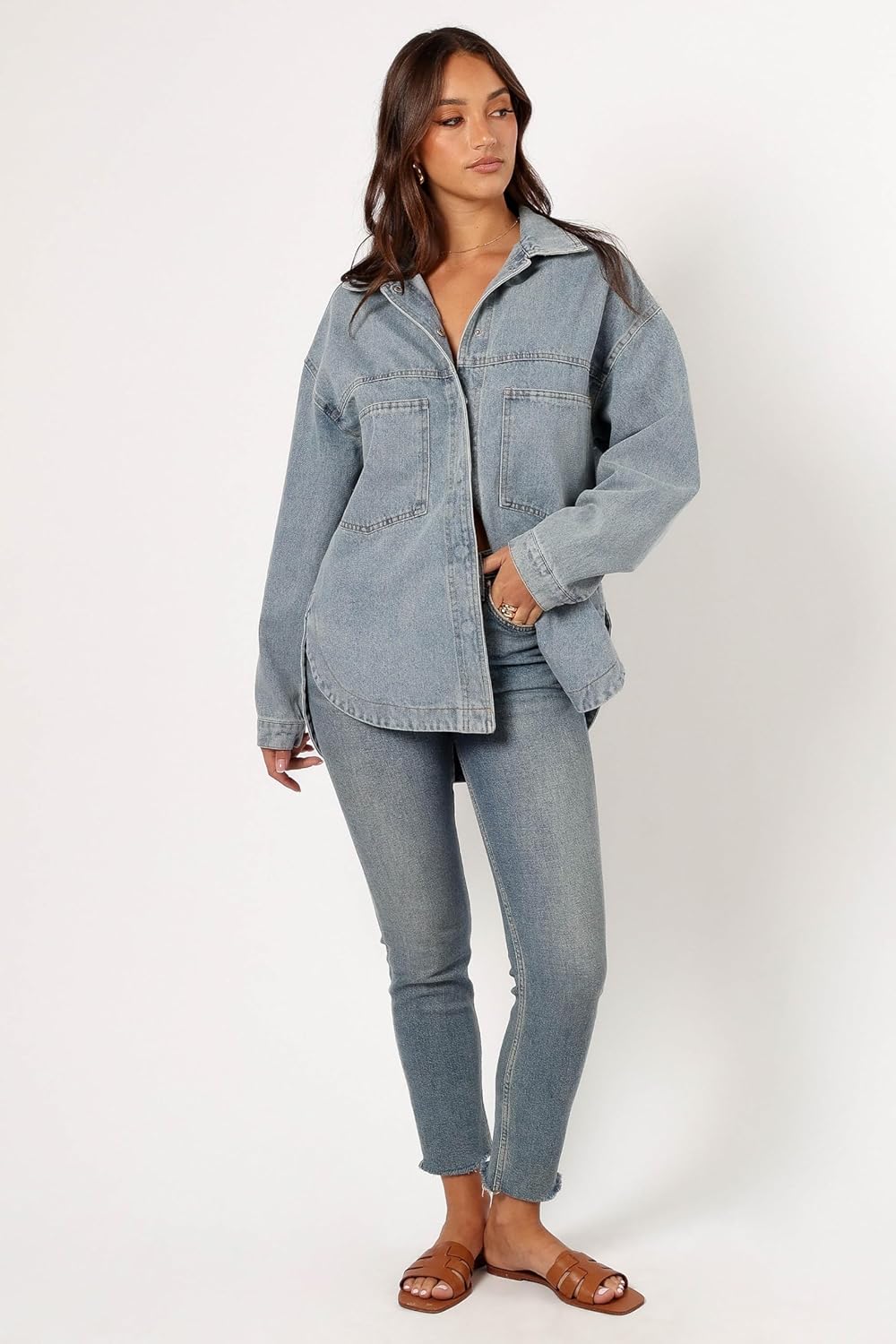 Petal & Pup womens Cassie Oversized Denim Shacket - Image 6