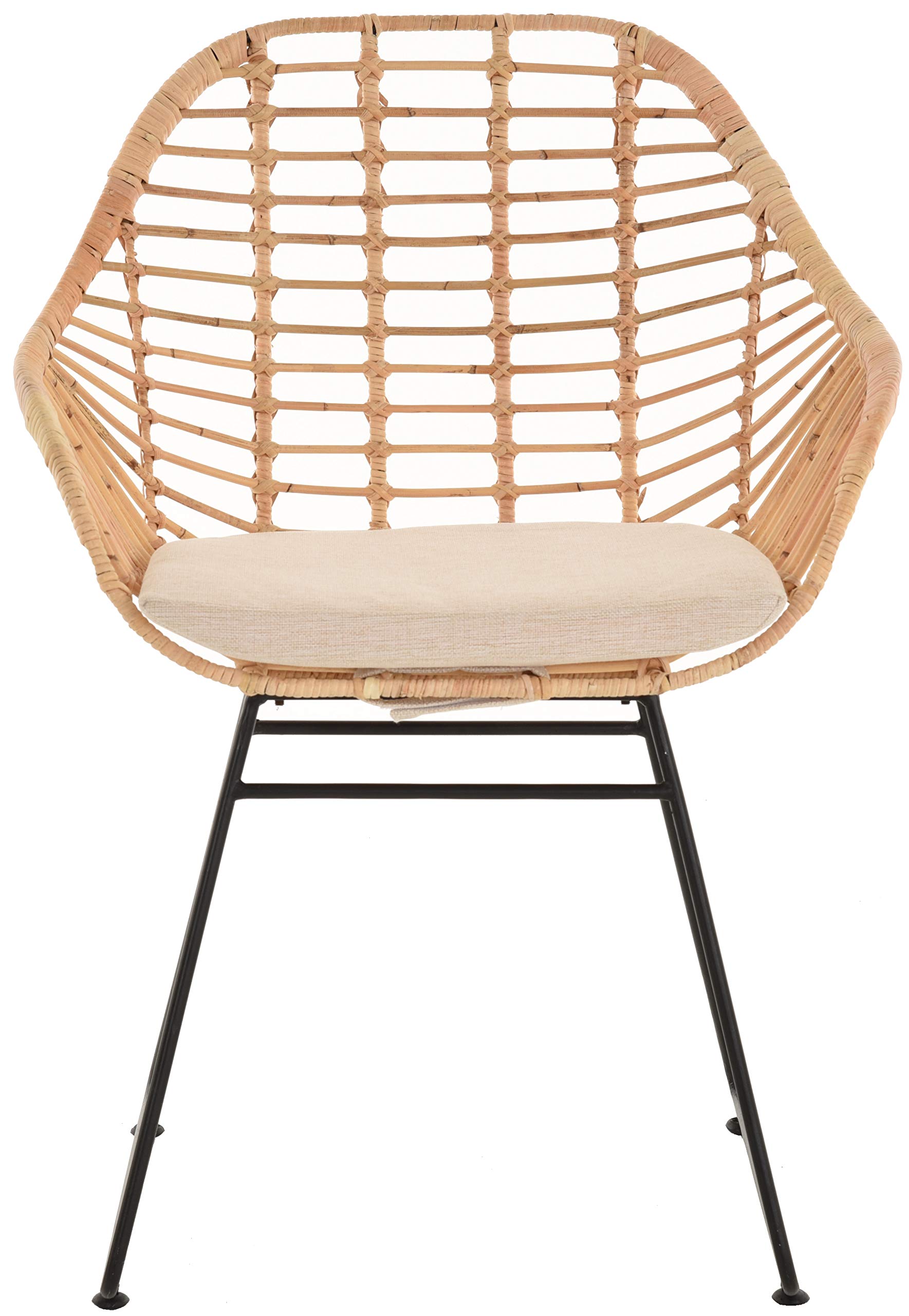 Wiszący fotel w stylu retro, rattanowy fotel klubowy, stelaż z żelaza, z podłokietnikami (naturalny z poduszkami)