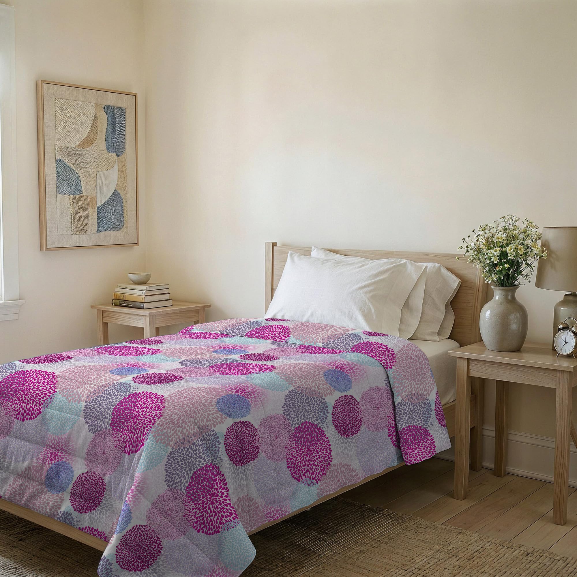 Italian Bed Linen BASIC Printed Summer Quilt, Microfibre, Heads, Single 160 x 240 cm