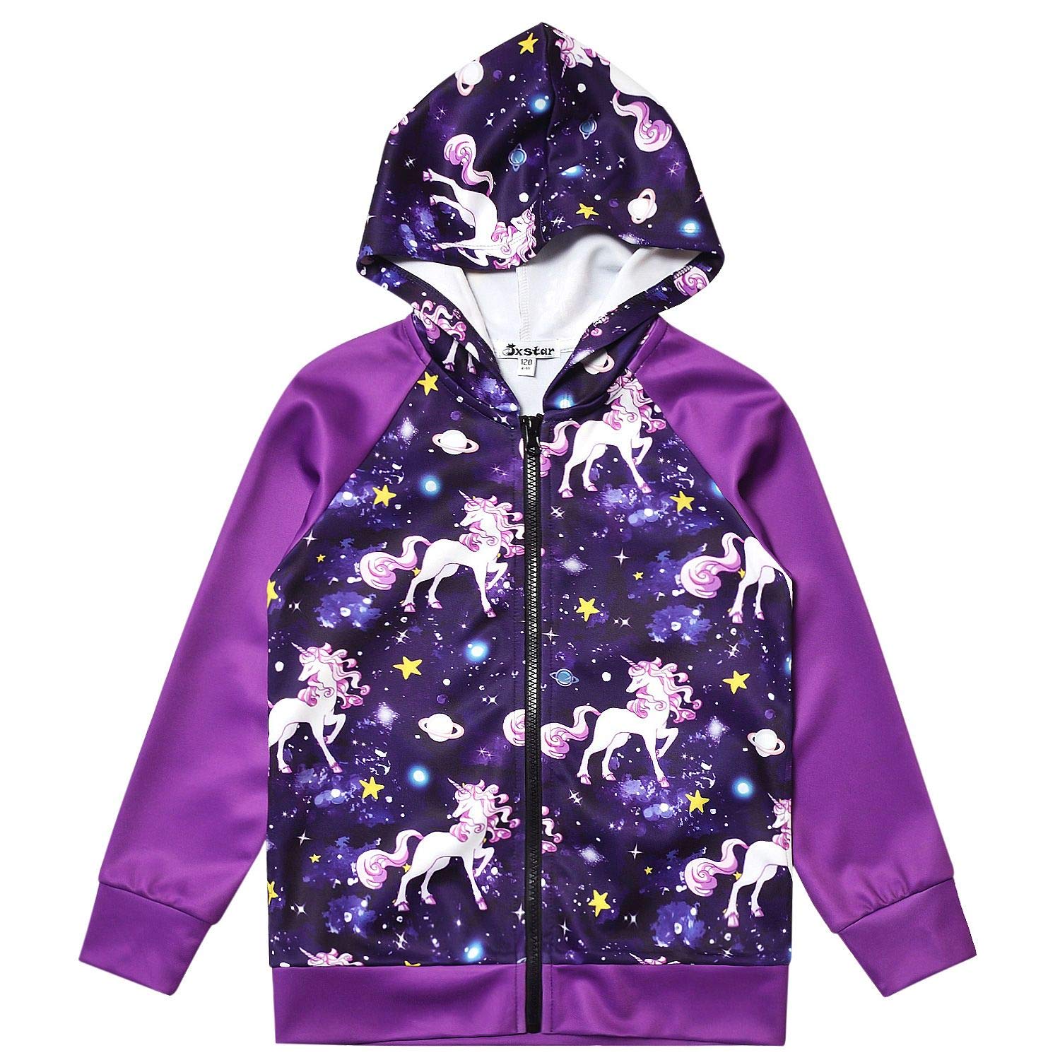 Girls Zip Up Hoodie Jacket Unicorn Sweatshirt with Pockets