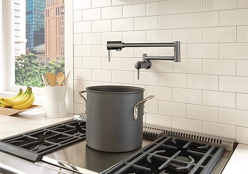 Miniatura 10 de Delta Faucet Grifo de llenado de olla contemporáneo de montaje en pared, grifo de cocina cromado para llenado de ollas, relleno de olla delta, grifo