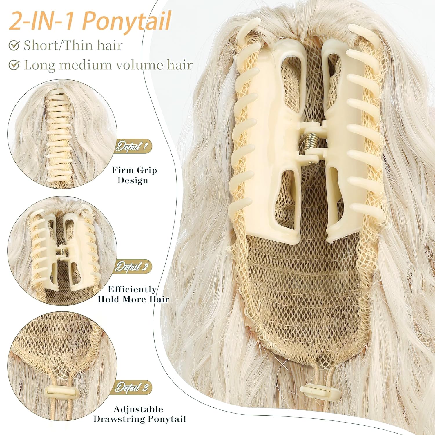 PORSMEER Claw Ponytail Hair Extension 30 inches - Image 2
