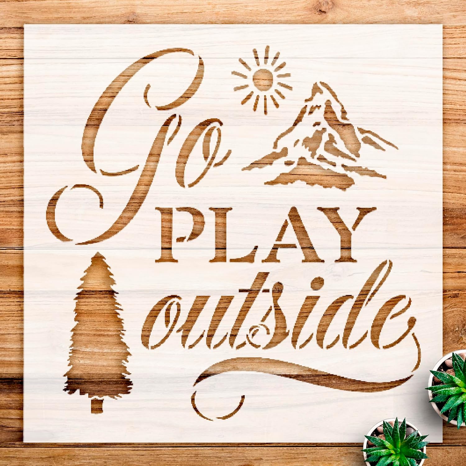 Mountain Stencil Pattern for Outdoor Decor, Reusable Mylar Template, Ideal for DIY Crafts and Home Projects - Size A1 (23.4" x 23.4")